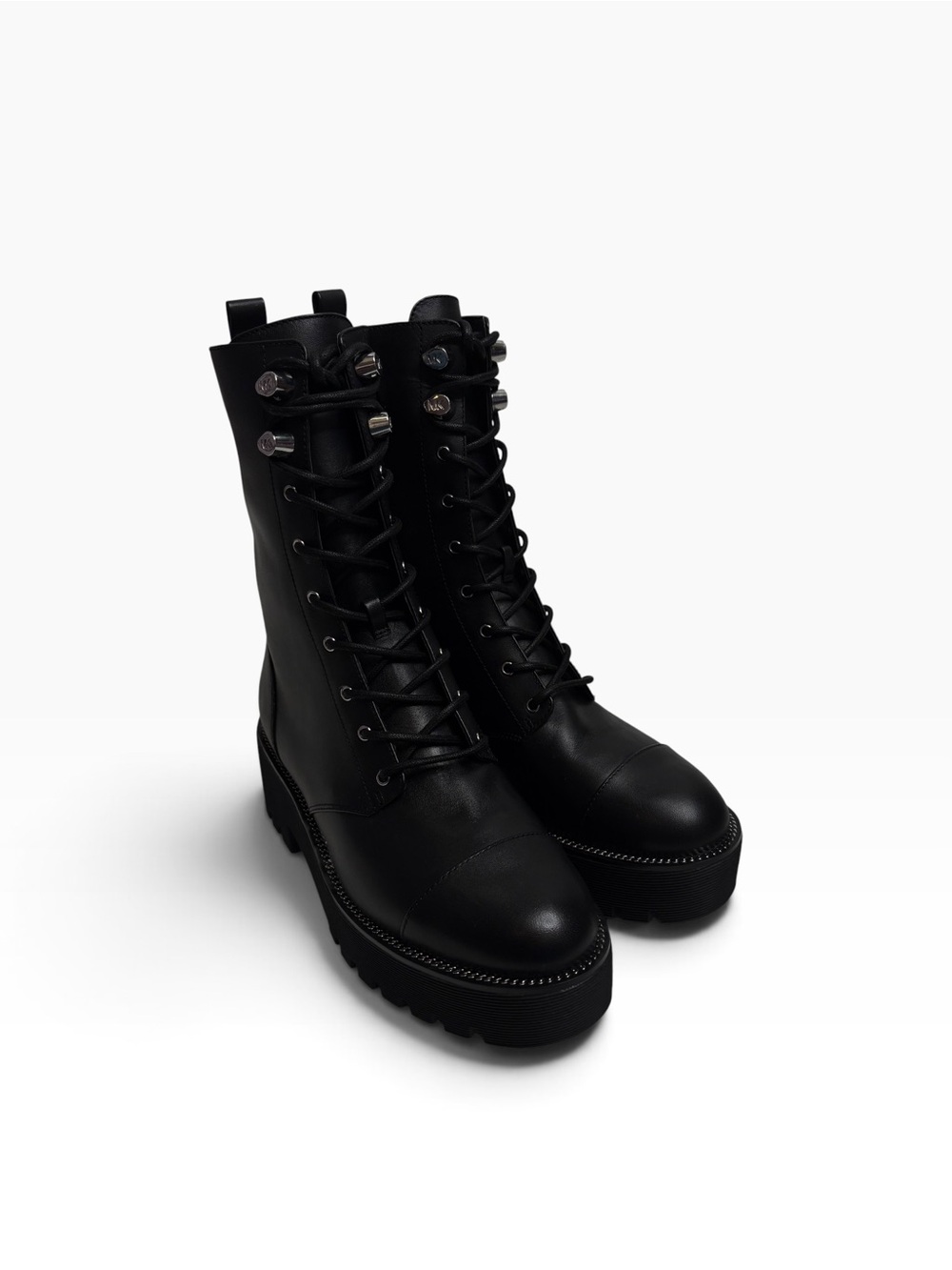MICHAEL KORS Black Lace-Up Platform Combat Boots - Women $229 NWOT